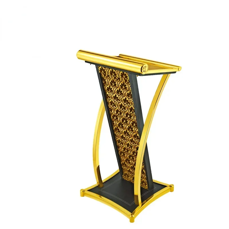 Оптовая продажа черная металлическая трибуна для отеля церковная кафедра подиум