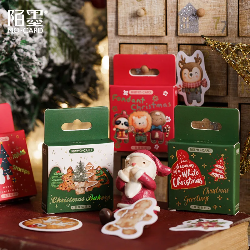 

45/46 pcs Merry Christmas Series Decorative box Stickers Scrapbooking Stick Label Diary Stationery Album Blessing sticker cute