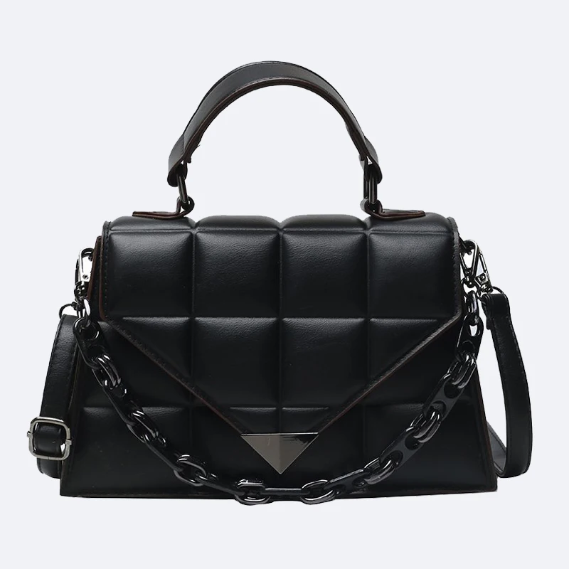 

Flap Shoulder Bag Pu Leather Purse Handbag Rhombus Handbag Chain Triangle Cover Single Shoulder Crossbody Women's Bags Satchels