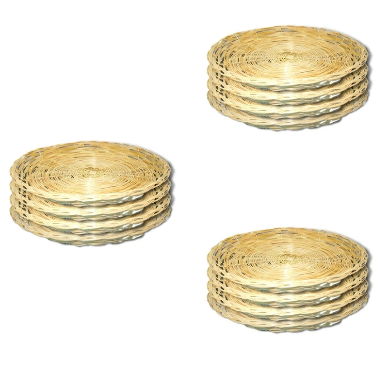 

12 Pcs Bamboo Paper Plate Holder - 10 Inch Round Woven Plate Holder, Reusable Paper Plate Holders For Picnic Party