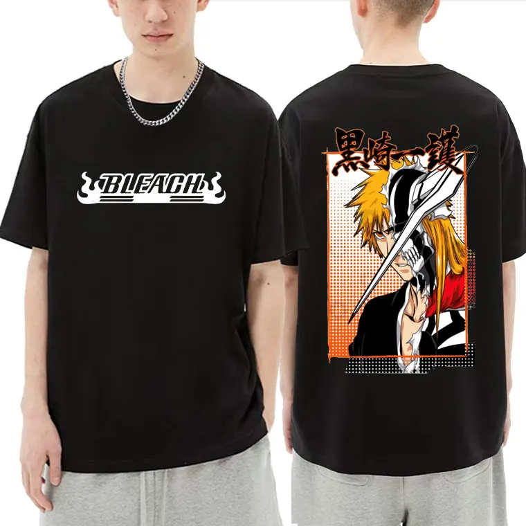 

Anime Bleach Kurosaki Ichigo Graphic T-shirt Men Women Fashion Manga Loose Tshirt Male Casual T Shirts Tops Vintage Streetwear