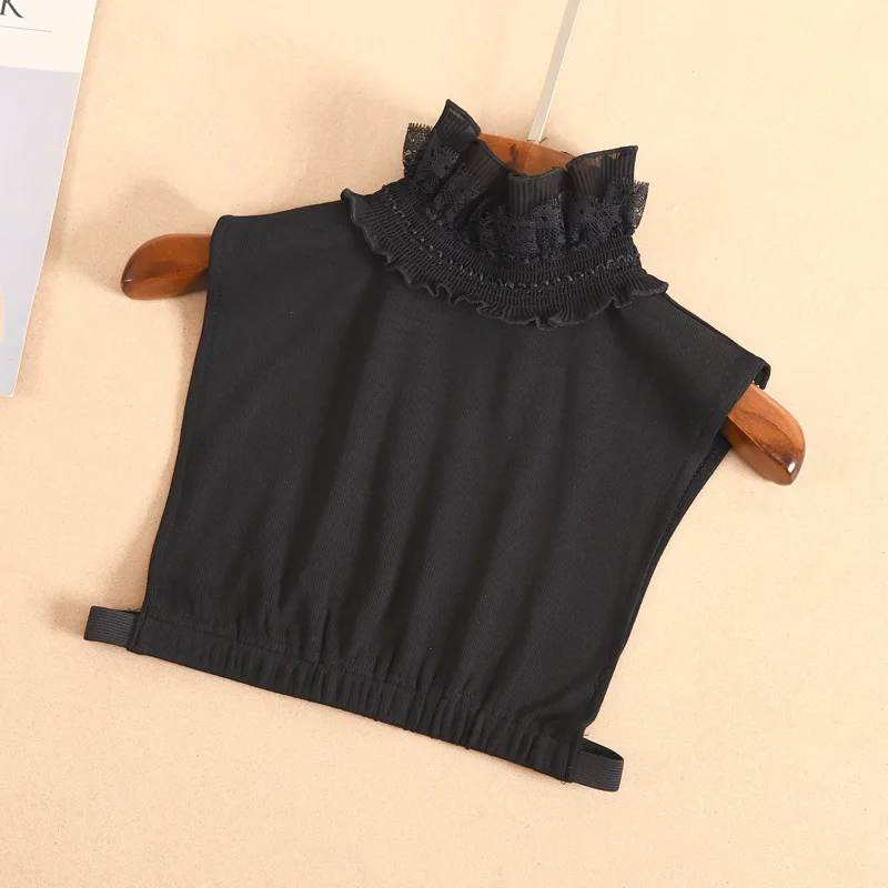 

Black Ruffle Stand Fake Collar for Women Female Shirt Detachable Collars Shirt False Collar Neckwear Clothies Nep Kraagie