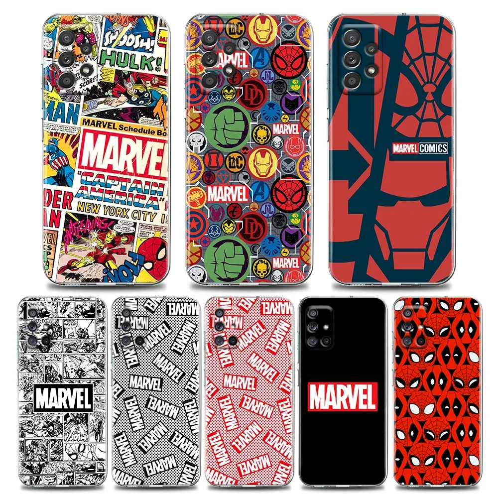 

Marvel Comic Avengers Logo Case For Samsung Galaxy A52 A53 A72 A73 A51 A32 A41 A22 A23 A11 Soft Coque Clear Fundas Cover