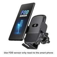 15w fast wireless charging dual coil car charger for samsung z flip 3 foldable phone car air vent clip charger fod sensor