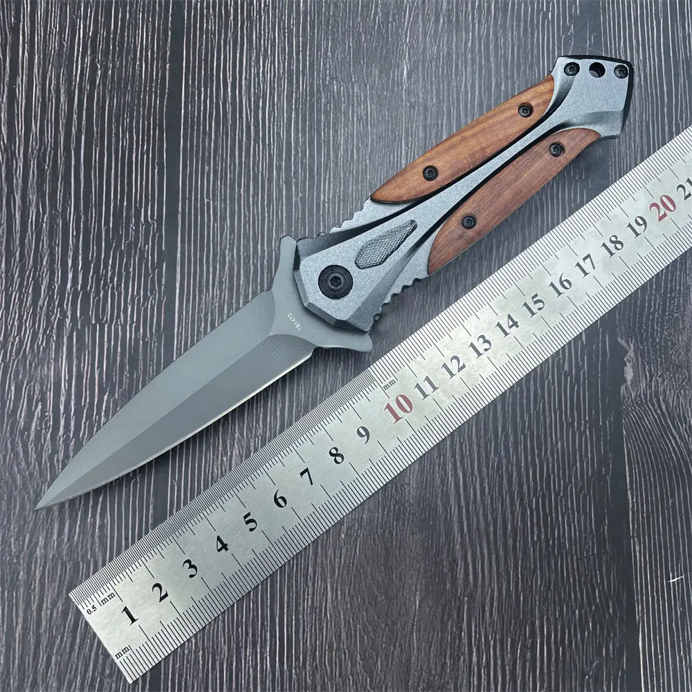 

BM DA27 Tactical Folding Knife 5Cr13Mov Blade 420 Steel Inlaid Color Wood Handle with Pocket Clip Hunting and Camping Tools EDC