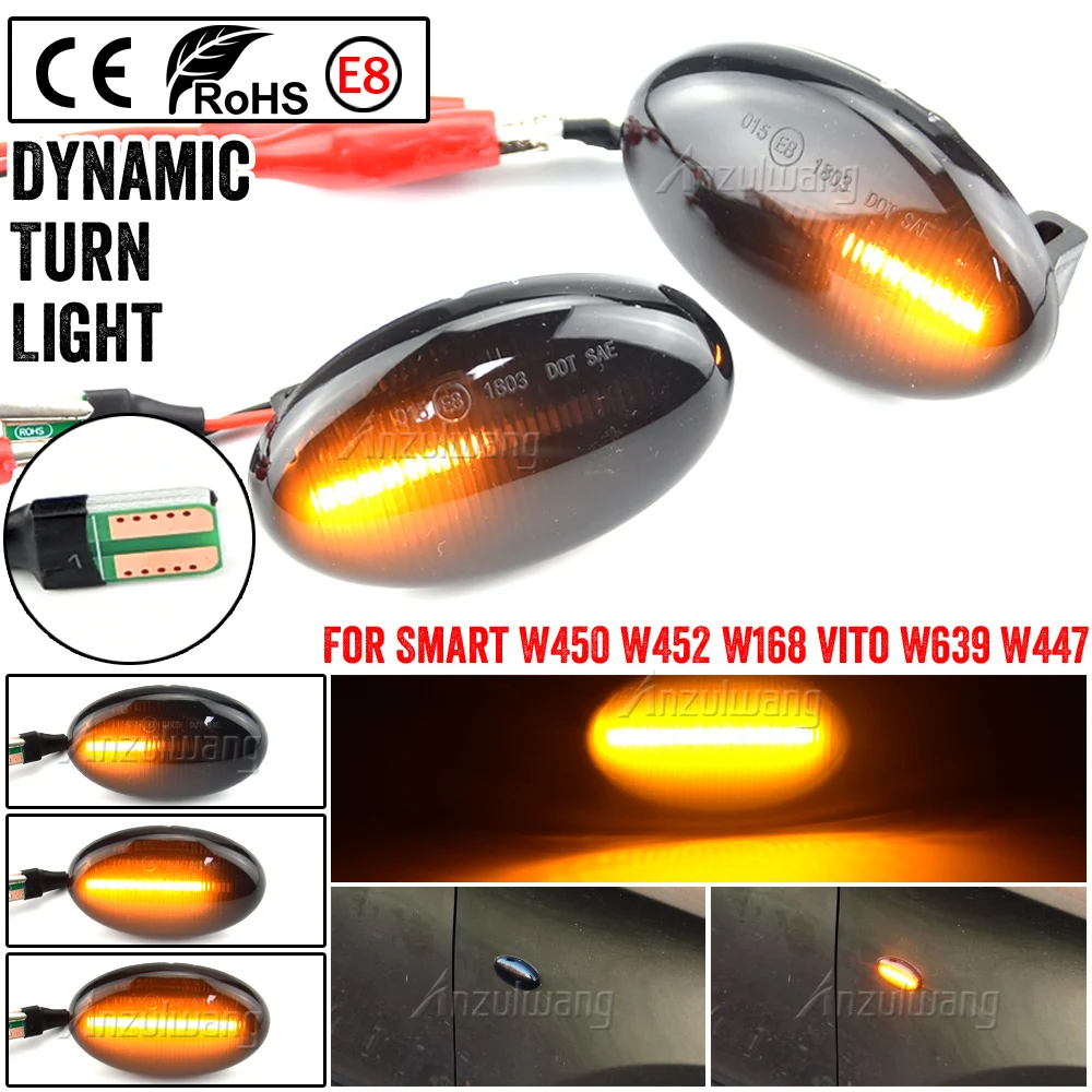 2 шт. светодиодный динамический указатель поворота боковой габаритный фонарь для