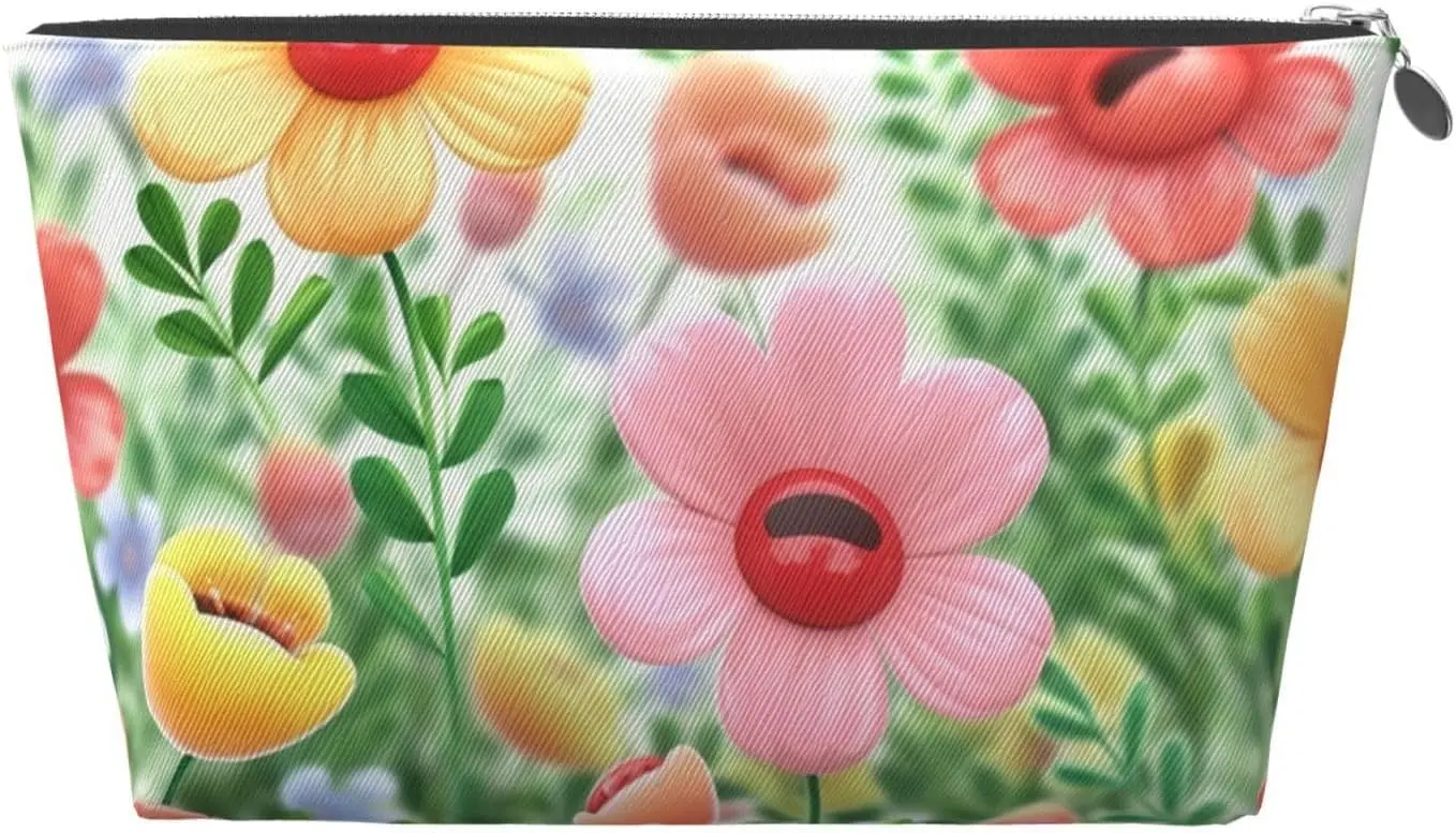 Кожаная дорожная косметичка с цветочным принтом Happy