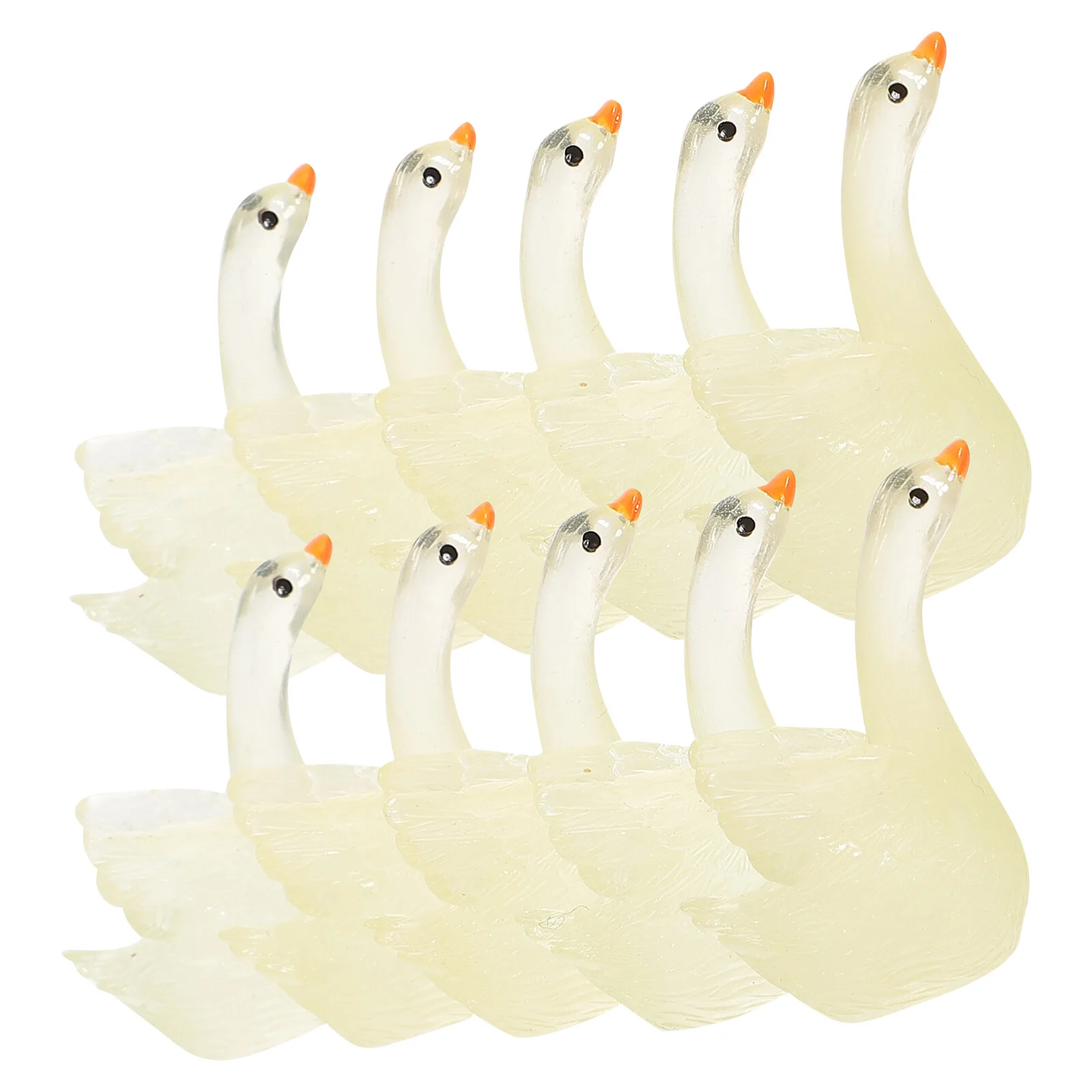 

10 Pcs Luminous Swan Ornament Figurines Decor Miniature Fairy Resin Animals Garden Tiny Statues Decorate Toys
