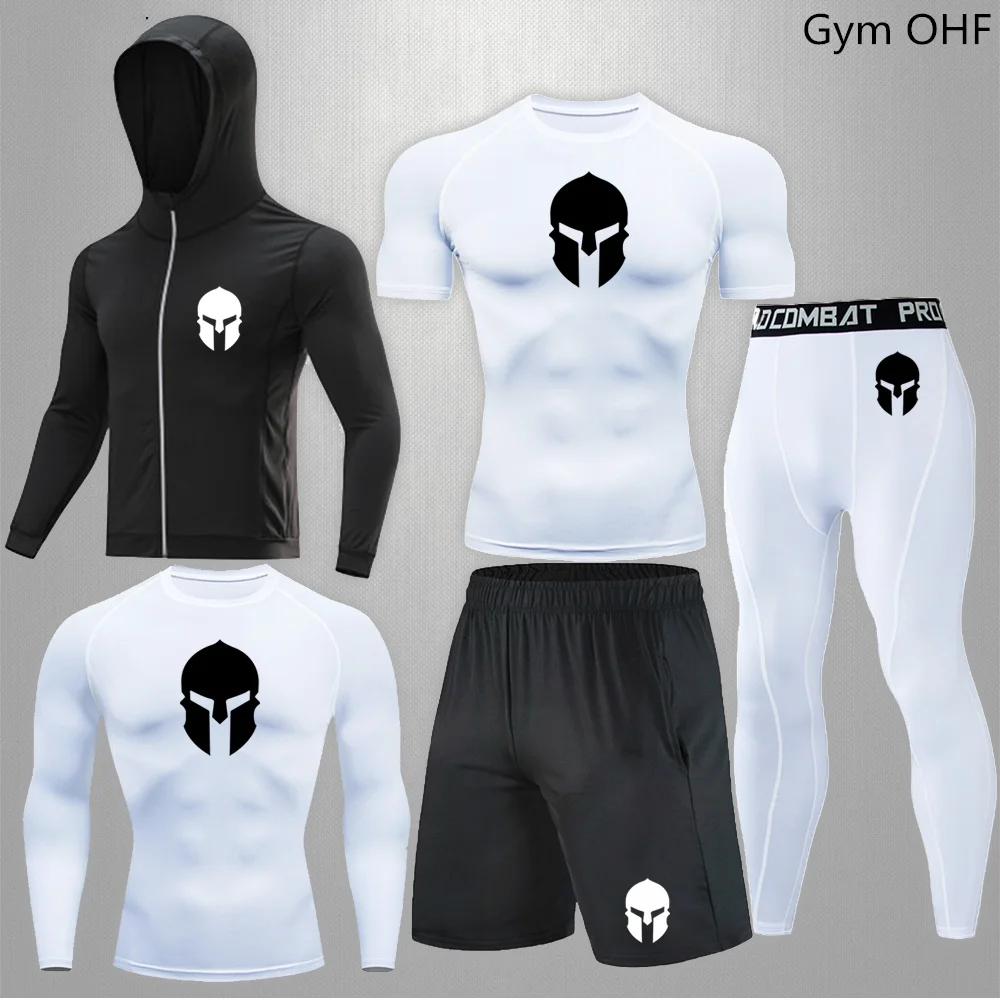 Spartan Men's Sportswear Suit Gym Fitness Running Jogging Sweat Fast Drying Suit Boxing Sportswear Yoga Tights Sports Suit Men