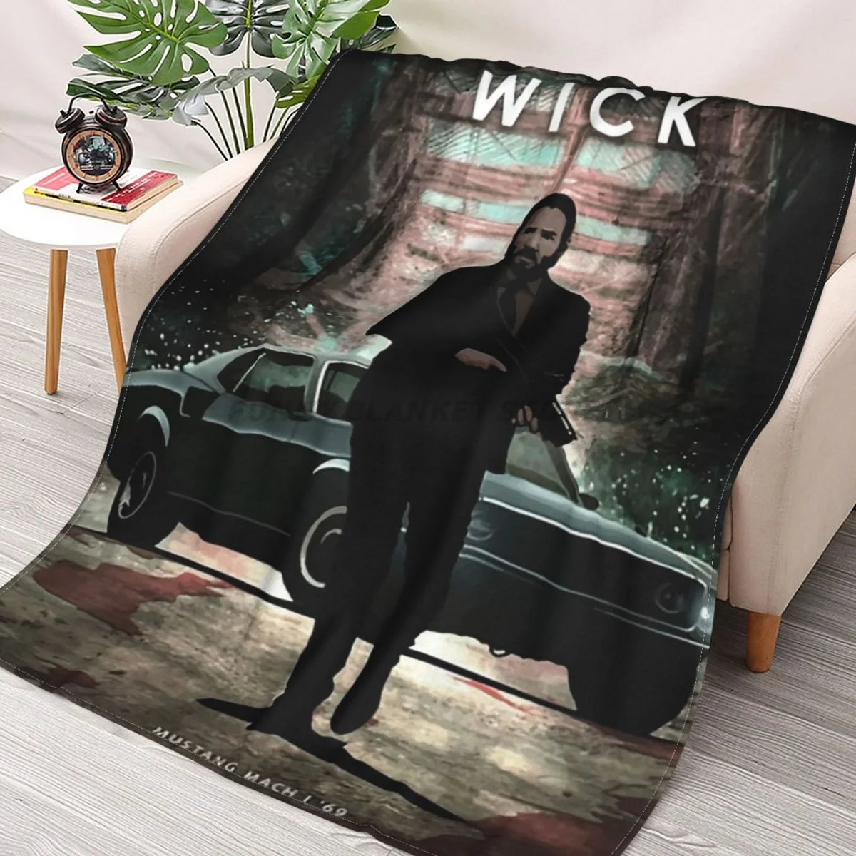 Ультрамягкое фланелевое одеяло John Wick - Ford Mustang Mach 1-автомобильные легенды коллаж s