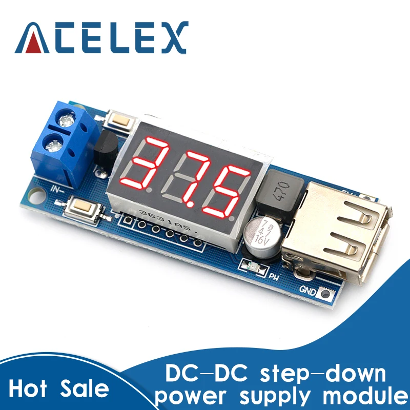 usb car charger led step down buck converter voltmeter module low power dc 4 5 40v to 5v 2a high efficiency low ripple board free global shipping