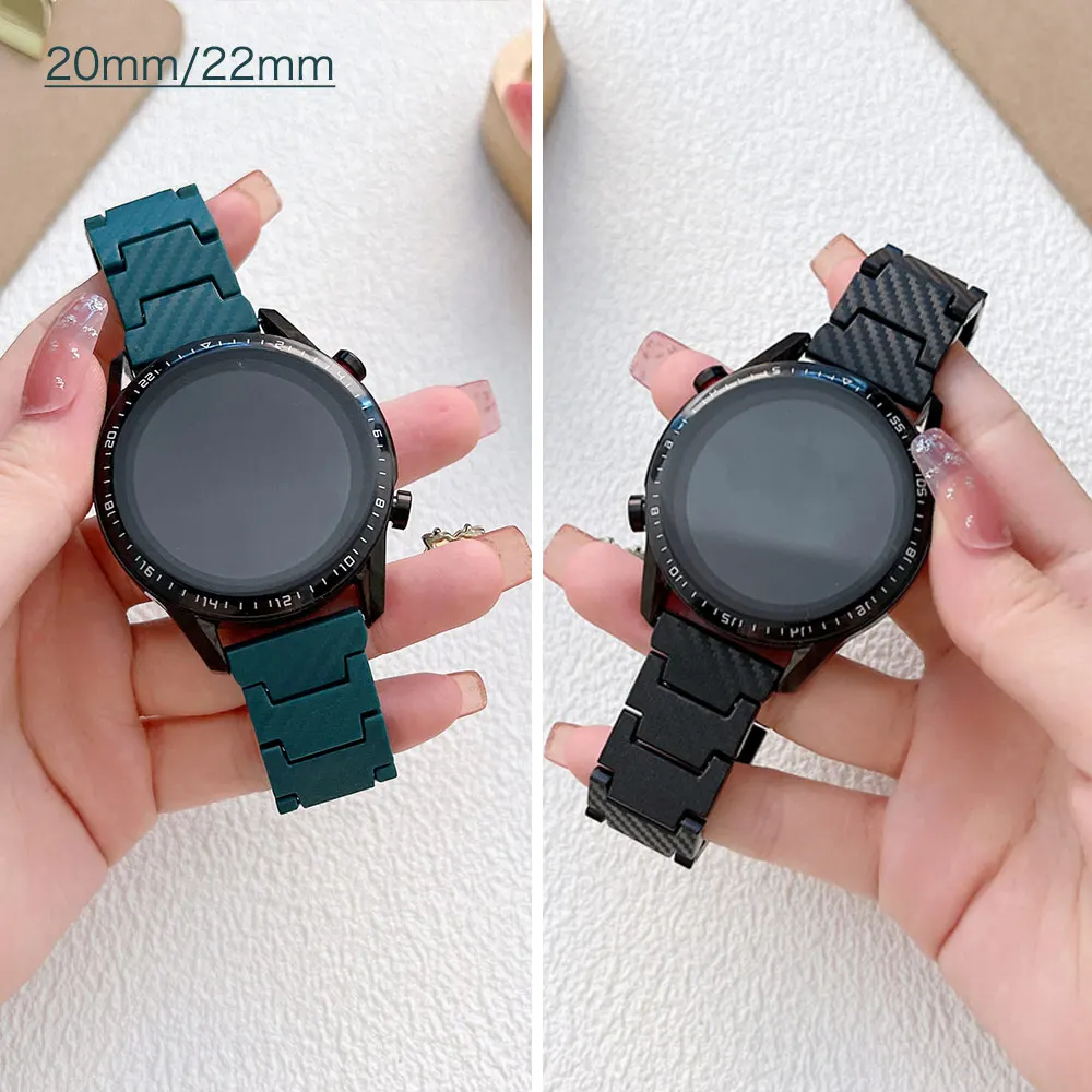 

Carbon fiber strap For Samsung Galaxy 4 5/classic 46mm/Active 2 40 44mm Gear S3 20mm/22mm bracelet Huawei watch GT/2e/3/Pro band