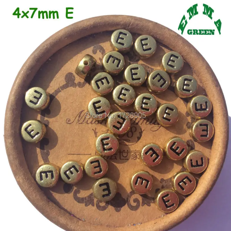 Золотые бусины буквы для изготовления ювелирных изделий 4*7 мм 50 шт. отдельные