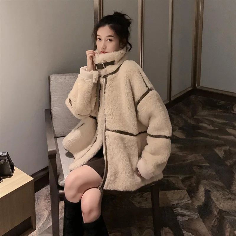

Осень-зима 2022, куртка из овечьей шерсти, женское Новое модное пальто в Корейском стиле, меховая замшевая куртка, одежда