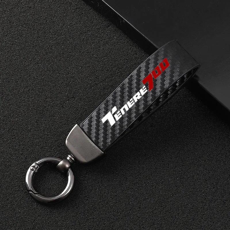 

New fashion motorcycle carbon fiber leather rope Keychain key ring For YAMAHA TENERE 700 TENERE700 2015-2021
