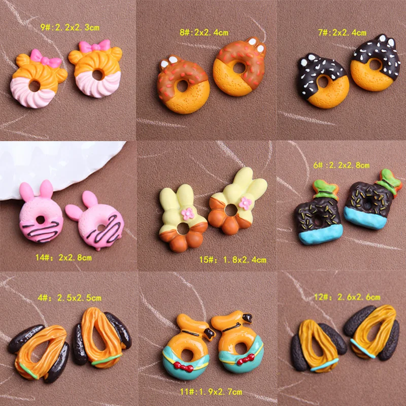 

Кавайные 10 шт. смешанные еды, кабошоны из смолы с плоским основанием, миниатюрные пирожные, пончики, печенье, миниатюрные кухонные украшения...