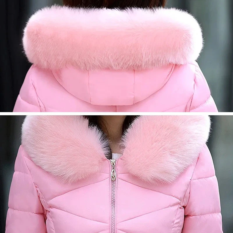 Women's Hooded Short Thick Parkas Winter Fashion Warm Down Jacket Streetwear Casual Outwear Female Solid Elegant Zipper Outwear