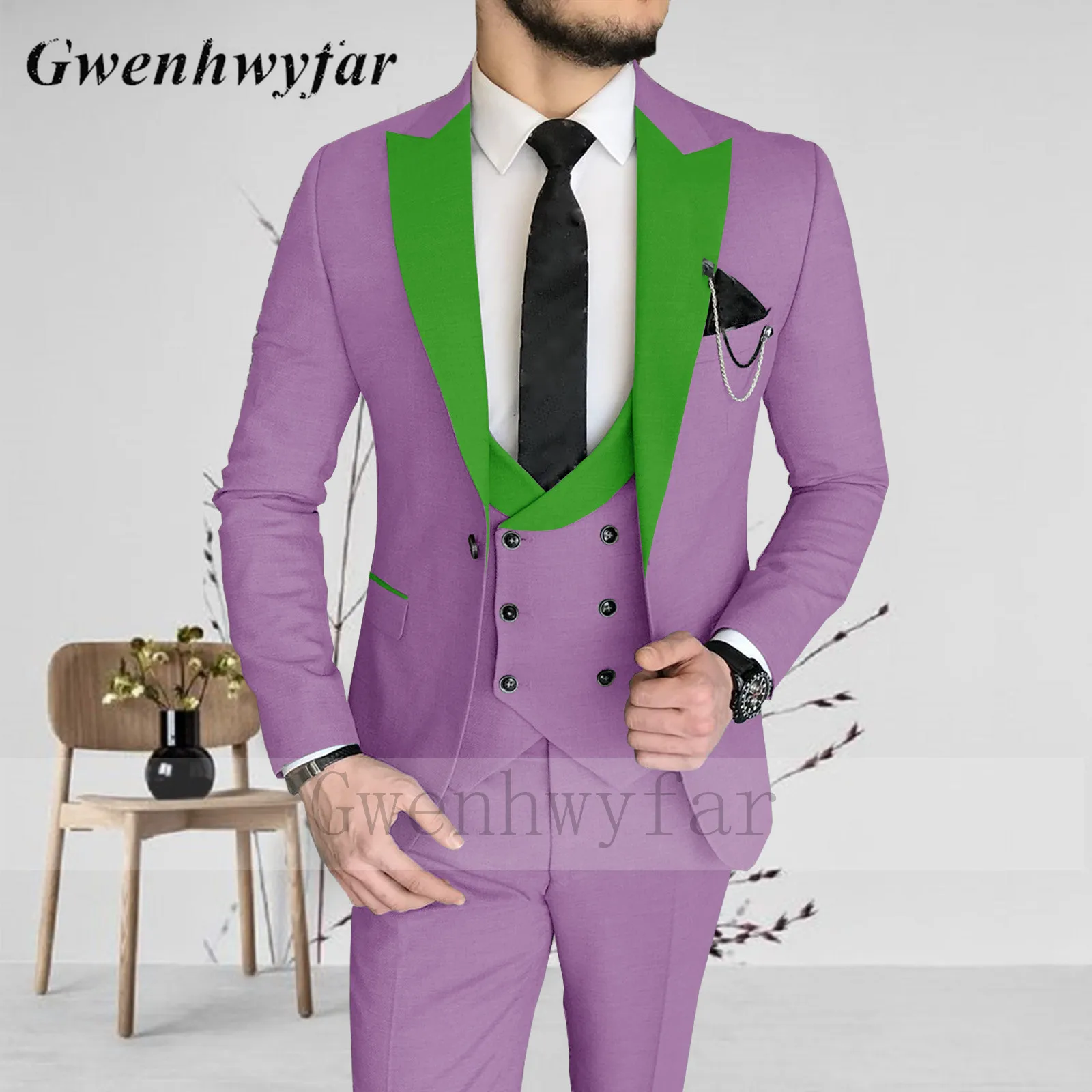 Gwenhwyfar ярко-зеленые мужские модные костюмы с лацканами 2022 крутая одежда для