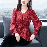 floral chiffon shirt spring womens clothing 2021 new fashion small shirt waist thin design niche top