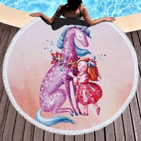 summer swimming pool pineapple printing round beach towel unicorn digital printing heat transfer beach gym seaside bath towel