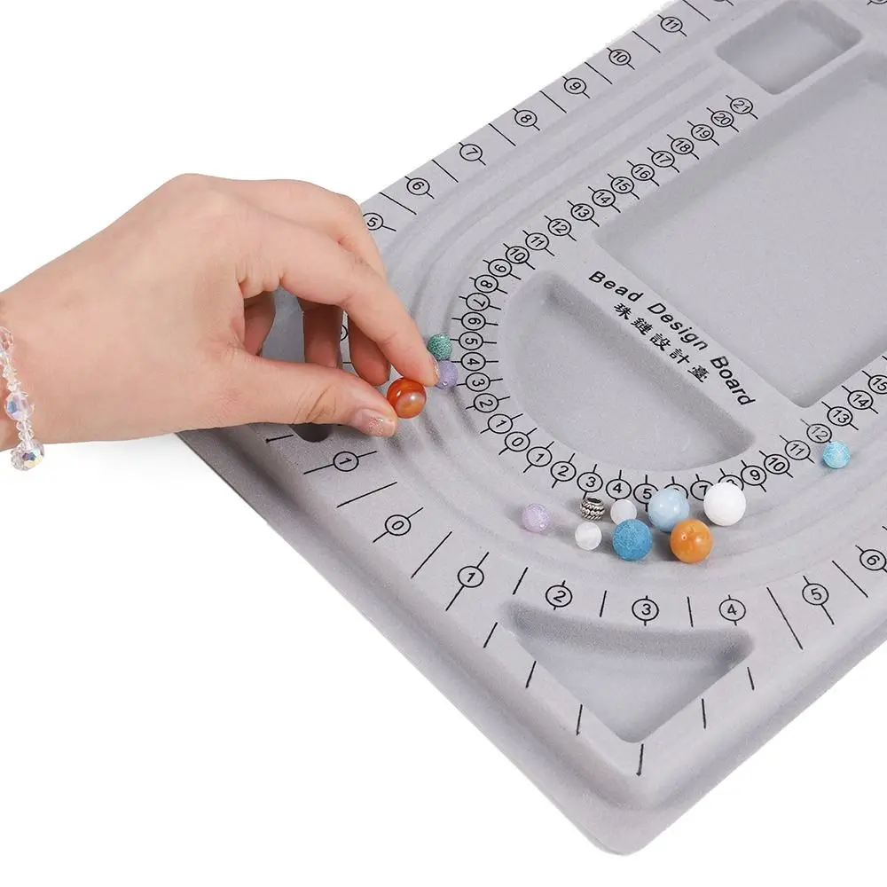 

Bracelet Beading Tray Multi-purpose DIY Necklace Tool Jewelry Design Tool Gray Flocked Bead Board Measuring Tool