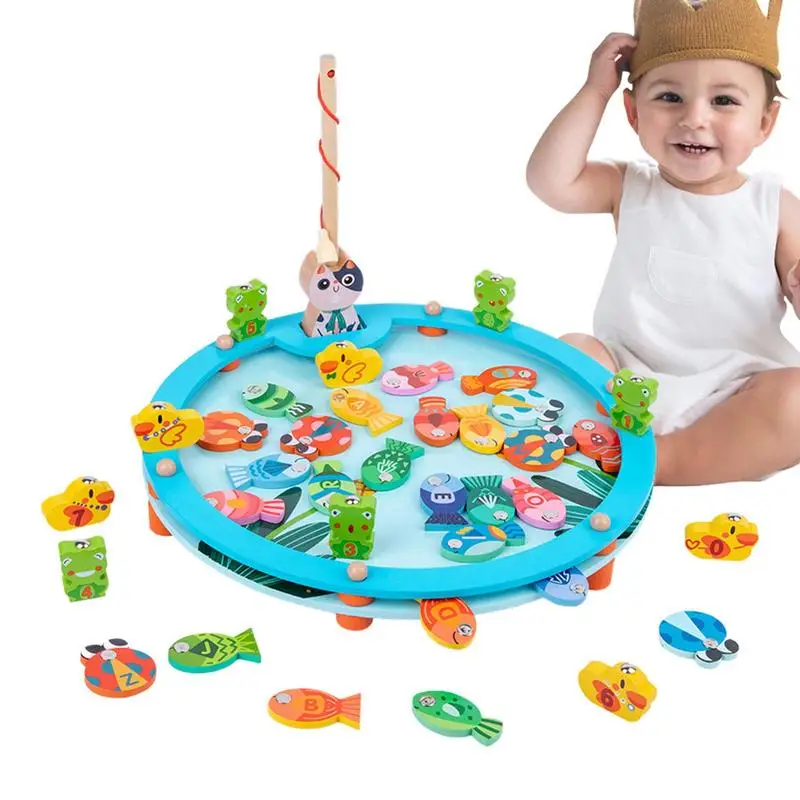 

Магнитная деревянная игрушка для рыбалки, игрушка для мелкой моторики Монтессори с буквами и числами, познавательные буквы Монтессори