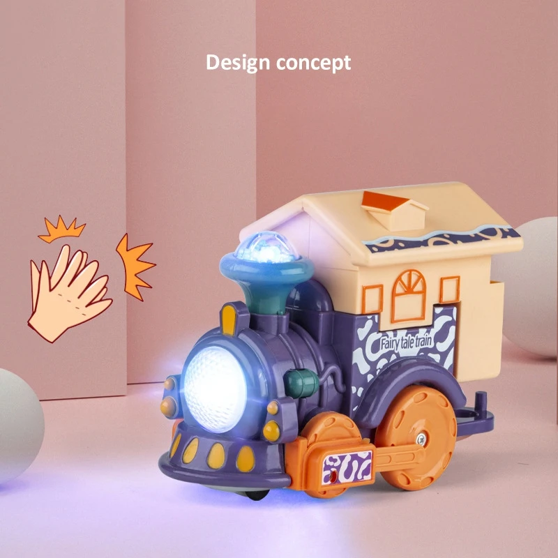 Детский голосовой контроль мультяшный поезд электрический индукционный