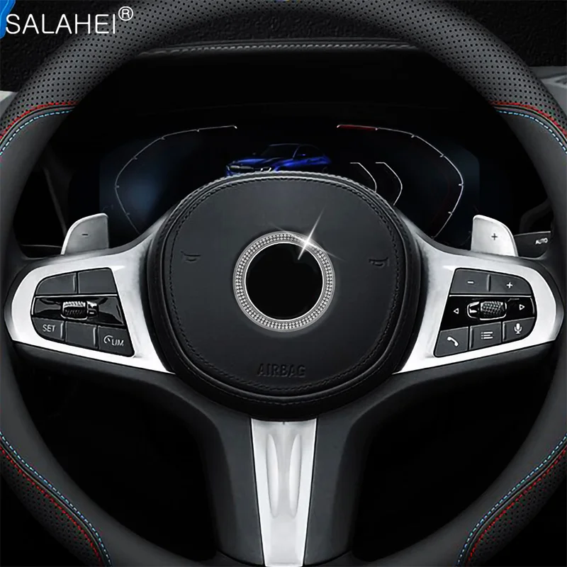 

Car Sticker Steering Wheel Center Sticker Rhinestones For BMW 1 3 4 5 7 Series M3 M5 E81 E87 F30 34 F10 X1 X3 Car Accessories