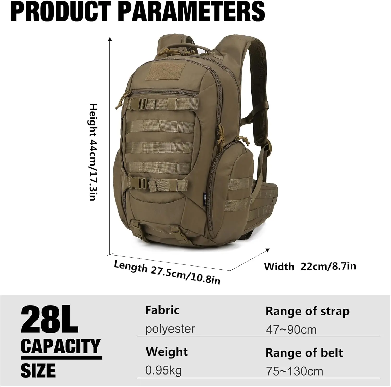 Фото Мужской тактический рюкзак Mardingtop Molle — рюкзак EDC для походов и мотоциклов объемом 28 л №2