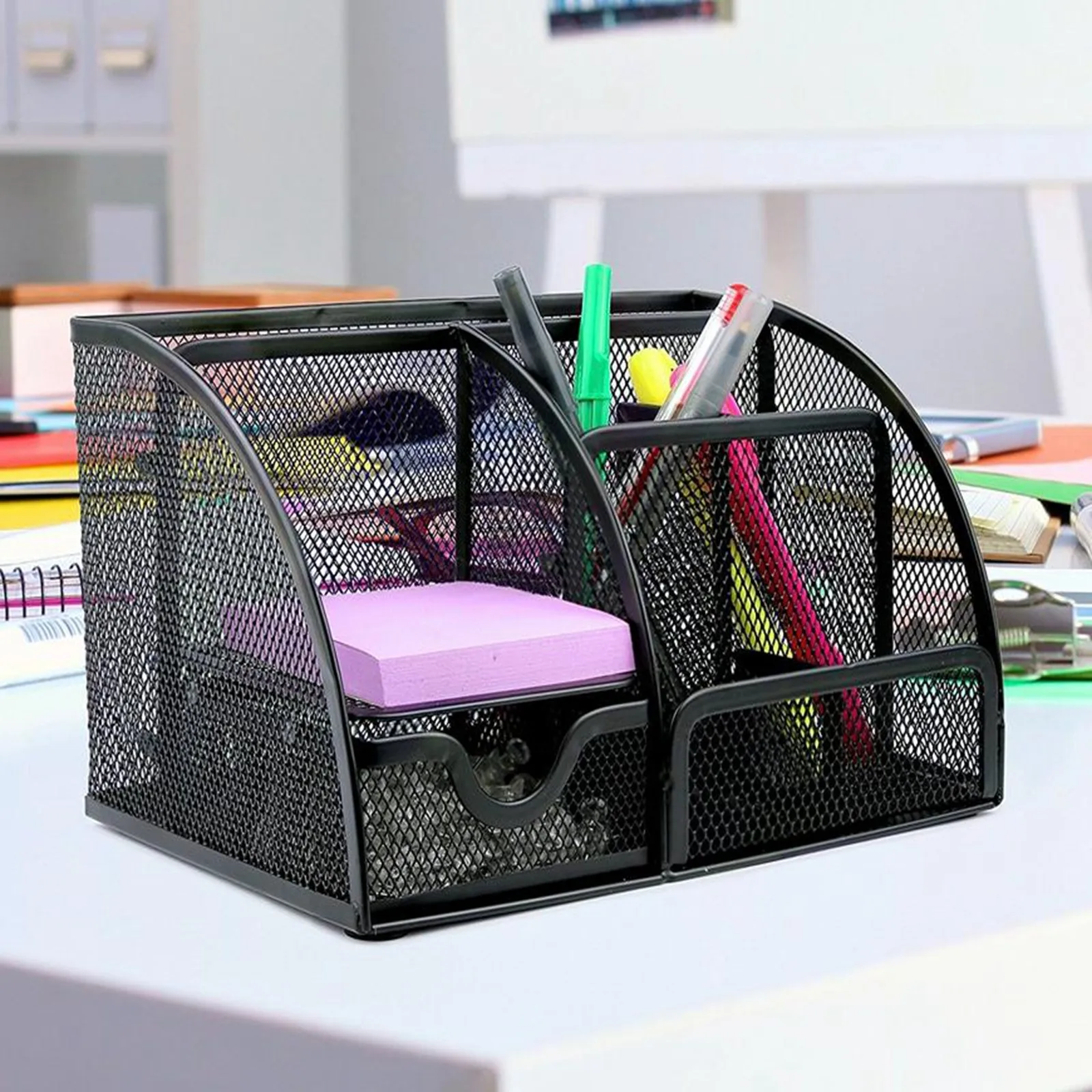 

1Pcs Office Organizer Desktop Pen Storage Box Pencil Brush Pot Pen Holder Makeup Brush Plastic Container Sundries Desk Organizer