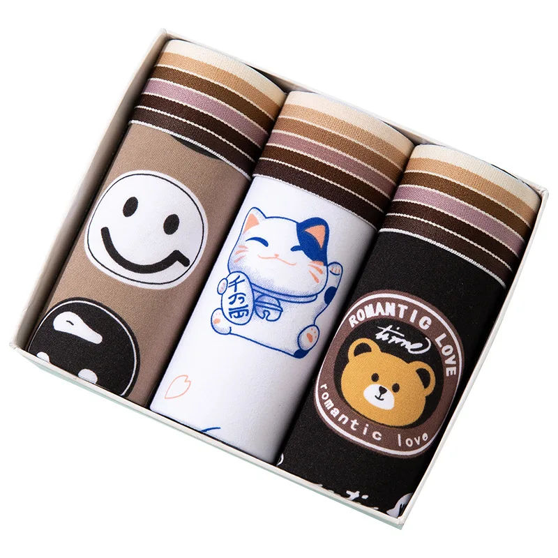 7pcs/set Boxers Male Panties Man Underwear Shorts Cartoon Breathable Men's Panties Sexy Men Boxers Shorts Comfortable Plus Size