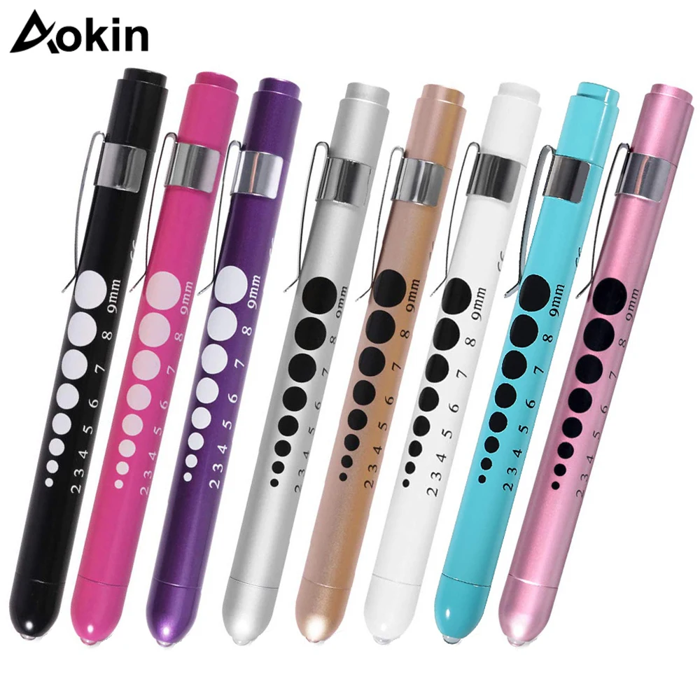 

Portable Medical Pen Light for Nurse Doctor Reusable LED Medical Penlight Flashlight with Pupil Gauge and Ruler White Light
