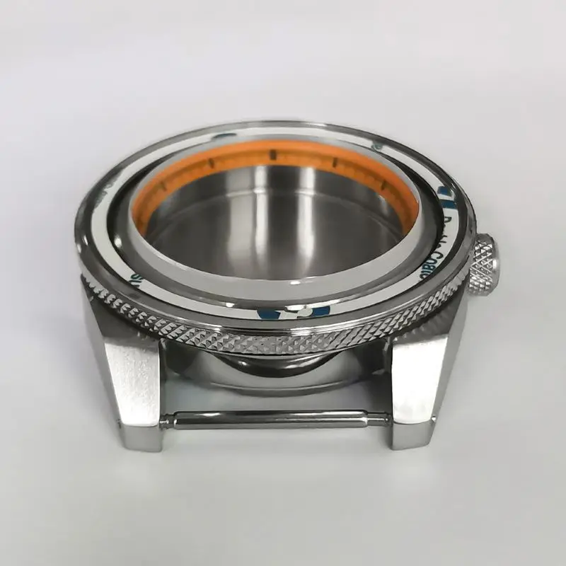 43mm Mod Seiko Samurai Cases Sapphire Crystal Glass Fits NH35 NH36 7S26 Japan Automatic Movement 28.5mm Dial Silver Diving Cases