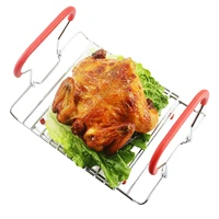 roast chicken transfer rack telescopic design electroplated iron turkey roasting rack dual purpose bbq tool roast chicken plate
