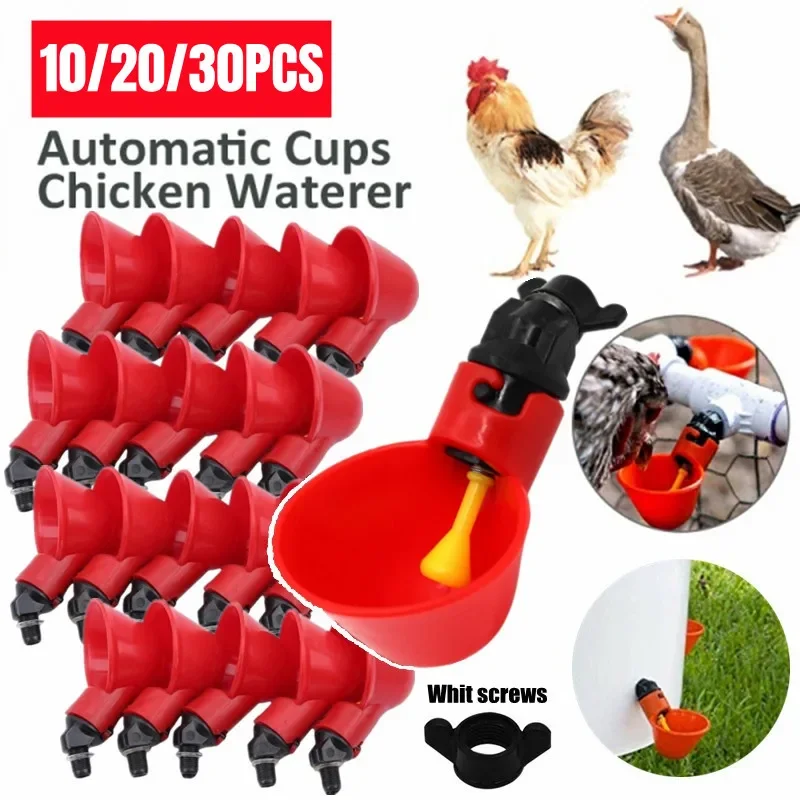 

Chicken Drinking Cup Automatic Drinker Chicken Feeder Plastic Poultry Water Drinking Cups Easy Installation with Screws