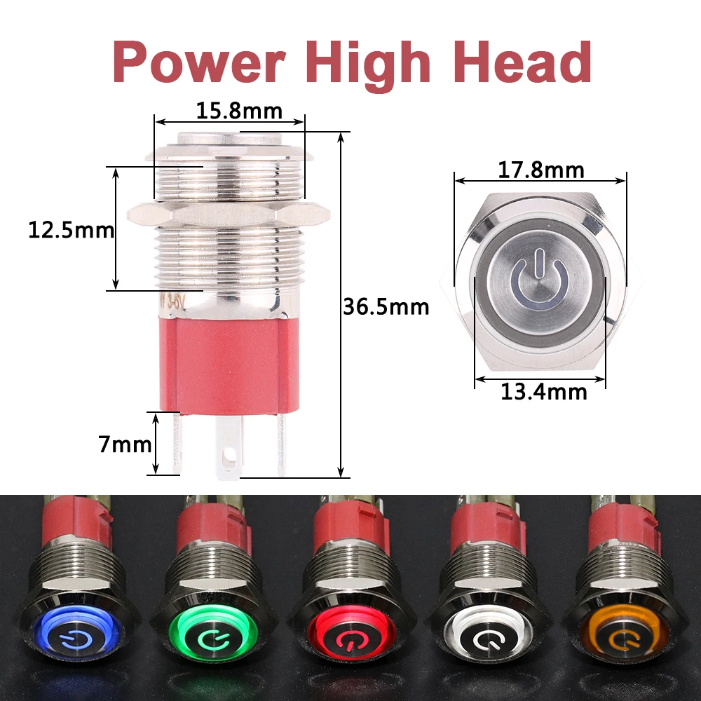 

Металлические кнопки с подсветкой DIANQI 16 мм 12V 220V 6V