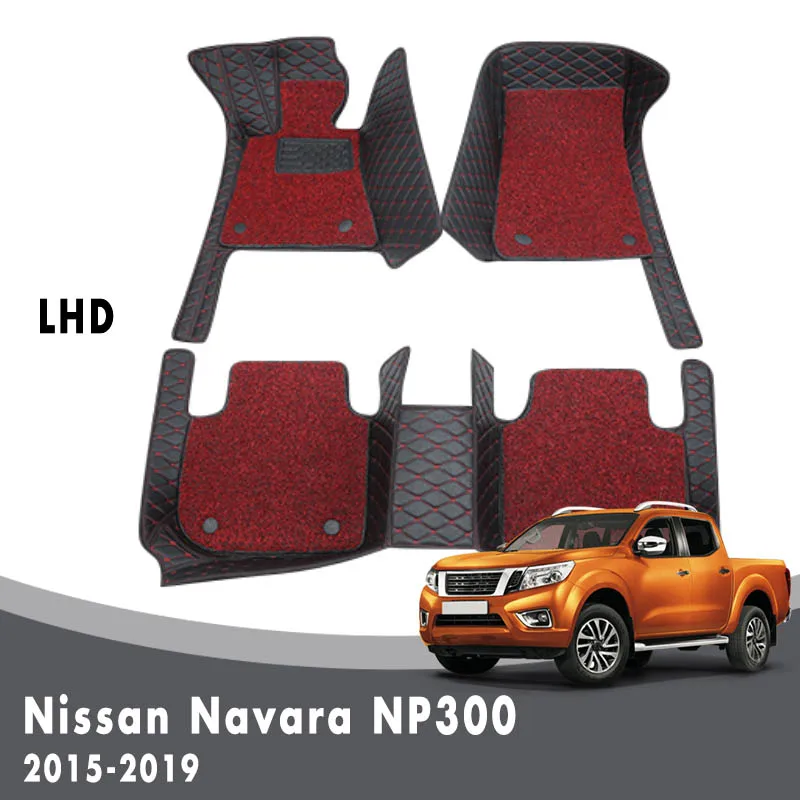 

Двухслойные коврики с проволочной петлей для Nissan Navara NP300 D23 2022 2021 2020 2019 2018 2017 2016 2015, автомобильные коврики, коврики для интерьера