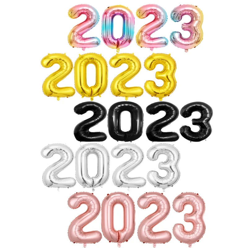 

4 шт. 16 дюймов цифры 2023 фольгированные воздушные шары Счастливого Рождества с новым годом 2023 цифры воздушные шары украшение