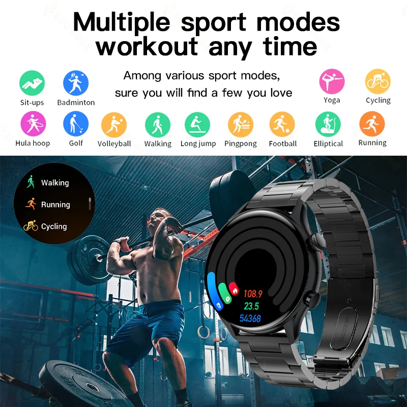 Новинка 2022 Смарт-часы с NFC мужские часы AMOLED экраном 390*390 HD поддержкой звонков по