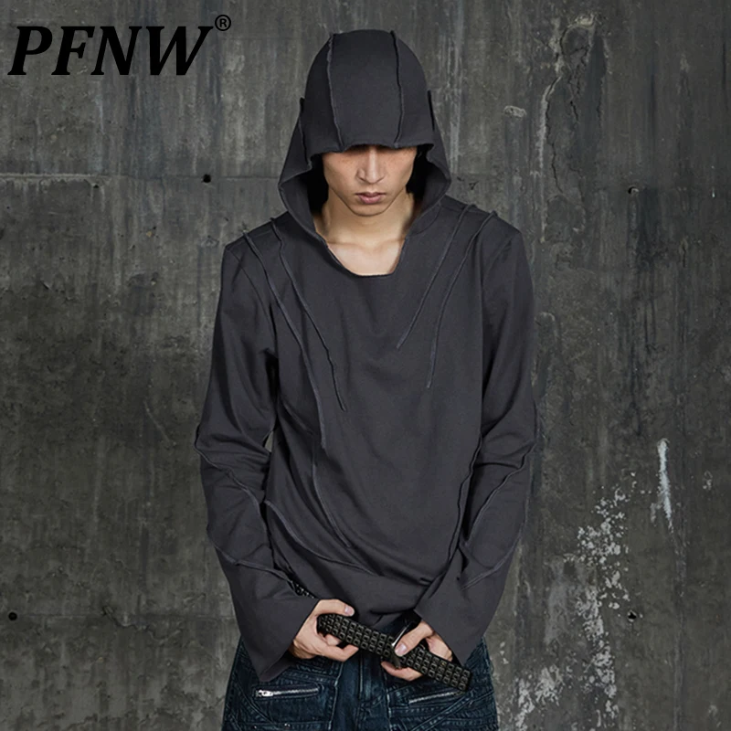 

PFNW Summer New Men's Slim Denim Hooded T-shirts Darkwear Daily Street Handsome Personality Cotton Stylish Niche Clothes 28A2862