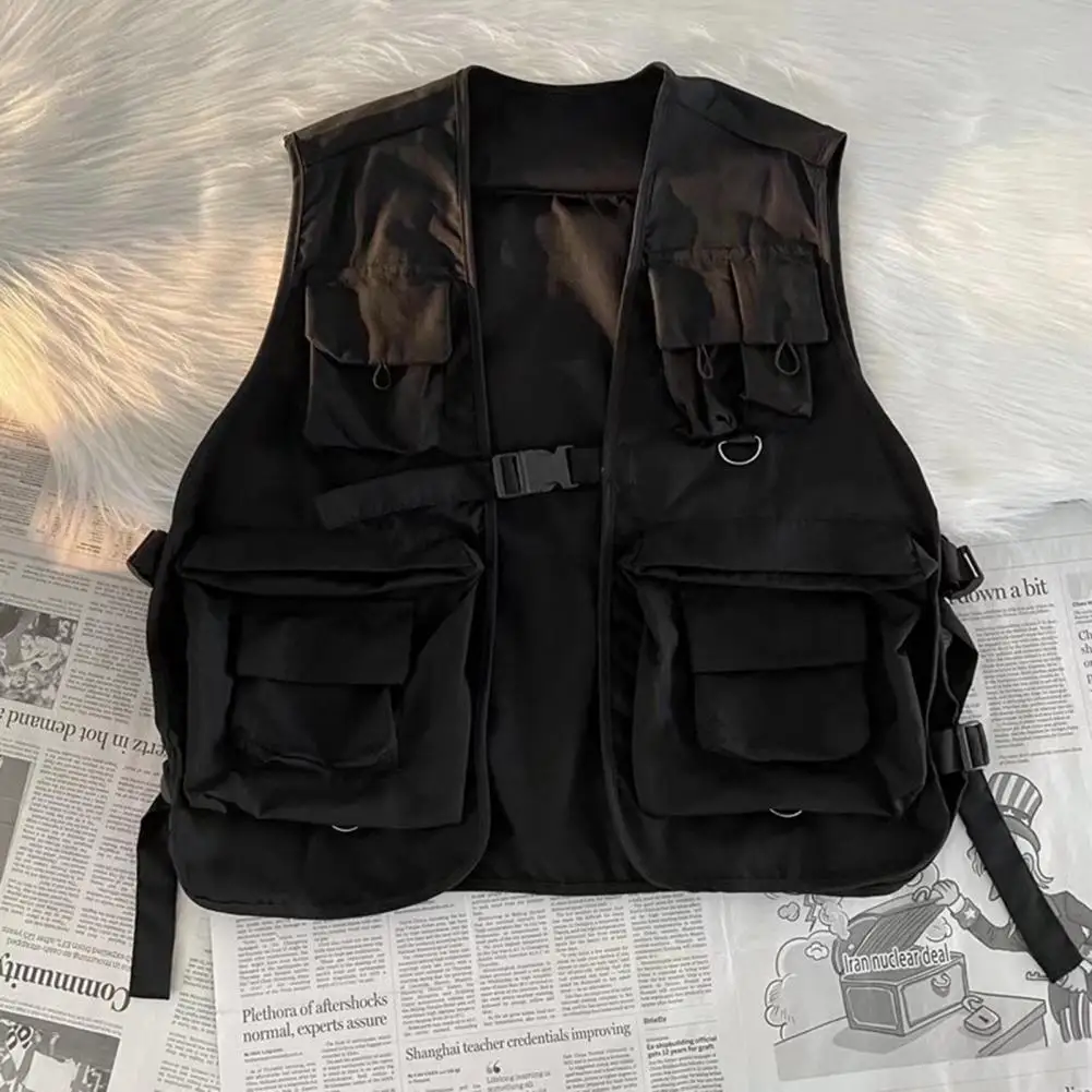 Жилет унисекс в стиле хип-хоп уличная одежда однотонный Свободный жилет-карго