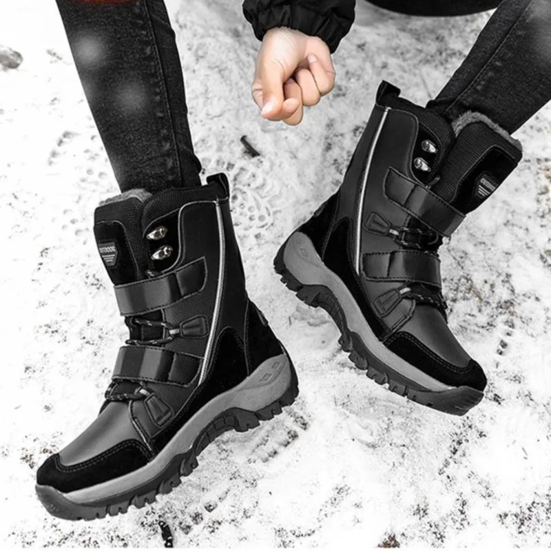 

Женские зимние ботинки, повседневные ботинки, женская обувь на платформе со шнуровкой, сохраняющие тепло ботильоны, водонепроницаемые мехо...