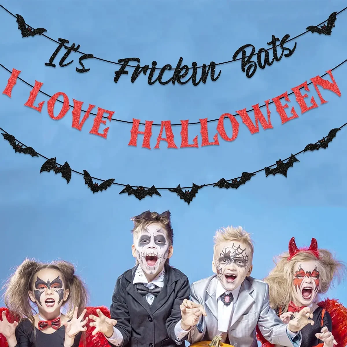Сюрприз это фрициновые летучие мыши I LOVE Хэллоуин баннер украшение на Страшные