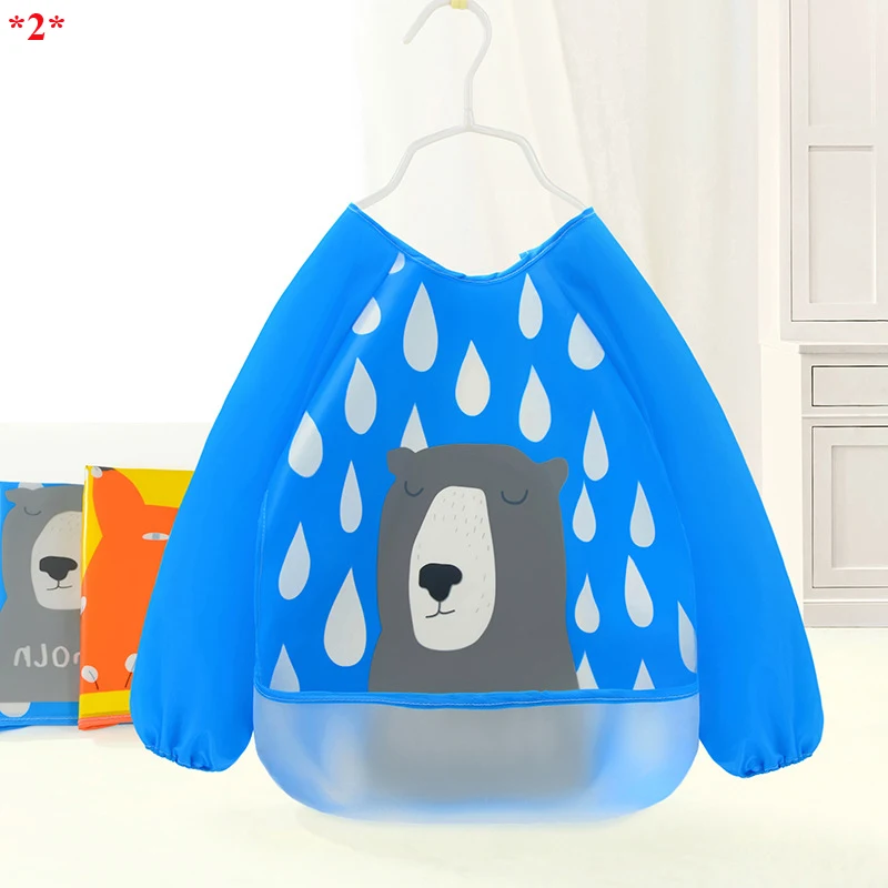 

Детские нагрудники, фартук, Детские Водонепроницаемые нагрудники для кормления, Слюнявчики с длинными рукавами для новорожденных, милые Сл...