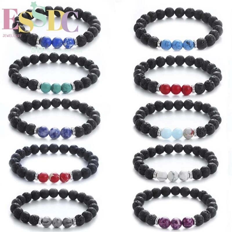 

Charm Natural Volcanic StoneTurquoise Emperor Bracelet Handmade Beaded for Men or Women