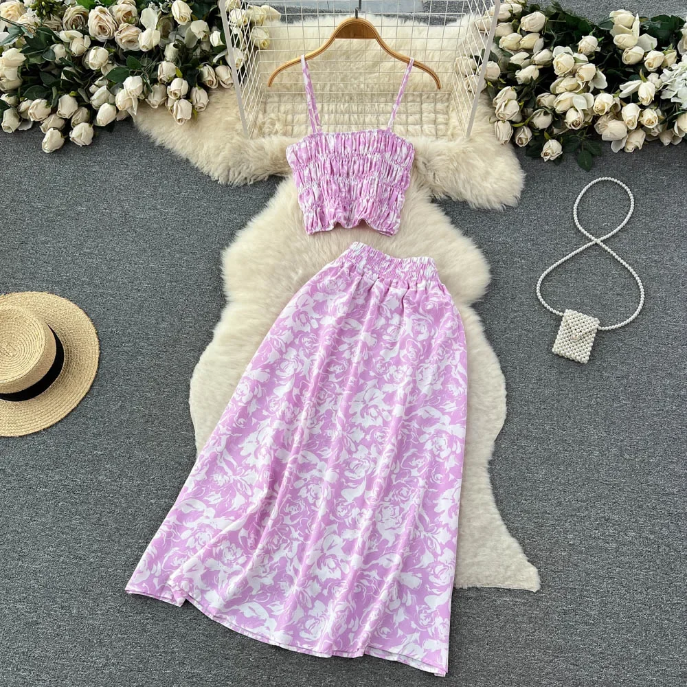 Женский Винтажный Богемный Комплект Пляжного Платья Летний С Цветочным Принтом