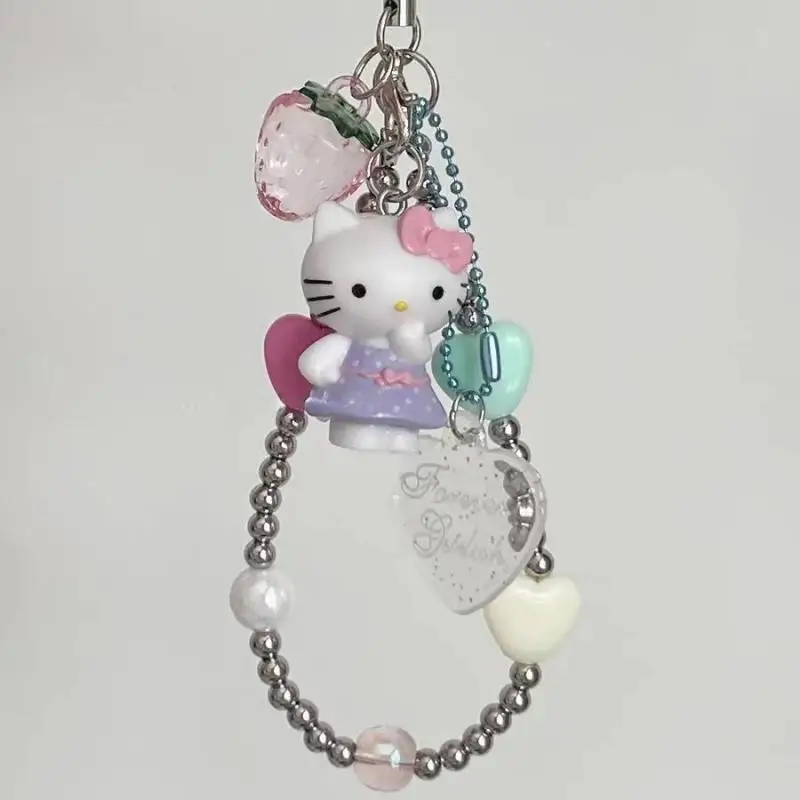 Kawaii Sanrio Hello Kitty милый мультфильм клубника цепочка для телефона рюкзак Ccd кулон