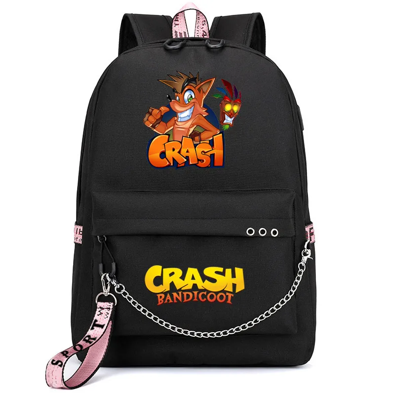 

Game Crash Bandicoot Backpack for School Girls Teenager Student Rucksack Usb Charging Women Camping Bags Travel Laptop Backpack