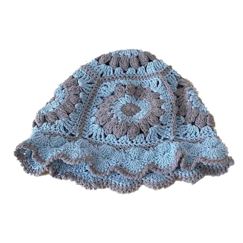 

M4YF Hollowing-Out Hats in INS Style All Season Bucket Hats 100% Handmade Fisherman Hat with Multiple Color Options