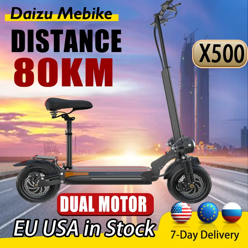 

2400W 48V Dual Motor Electric Scooter 70KM/H Scooter Electric 80KM Long Distance E Scooters 10 Inch Tire EABS Double Disc Brake